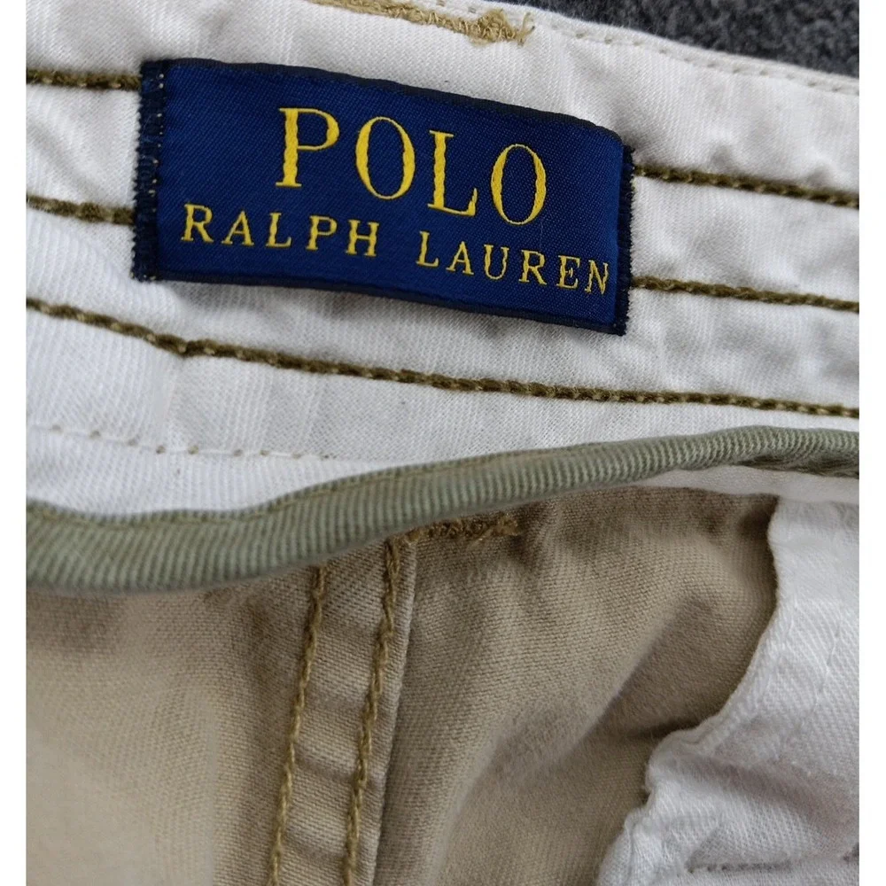 Polo Ralph Lauren blue label men's cargo‎ shorts size 33 tan Classic Pockets